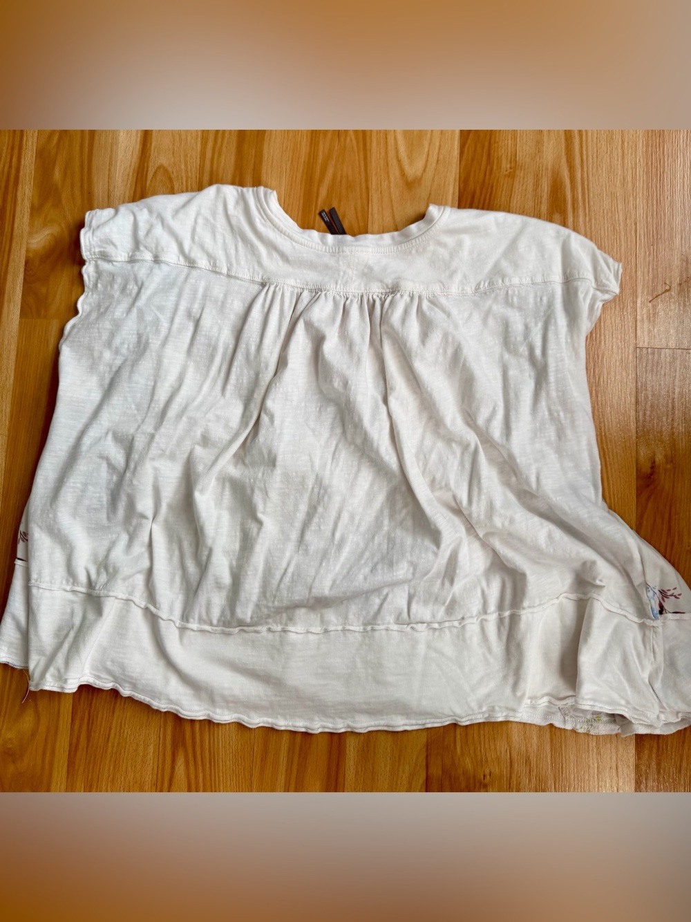 Anthropologie White Floral Smocked V-Neck Top - Picture 4 of 4